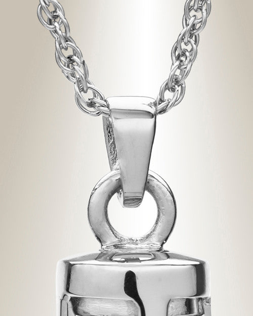 14K White Gold Fulfillment Cylinder Memorial Pendant
