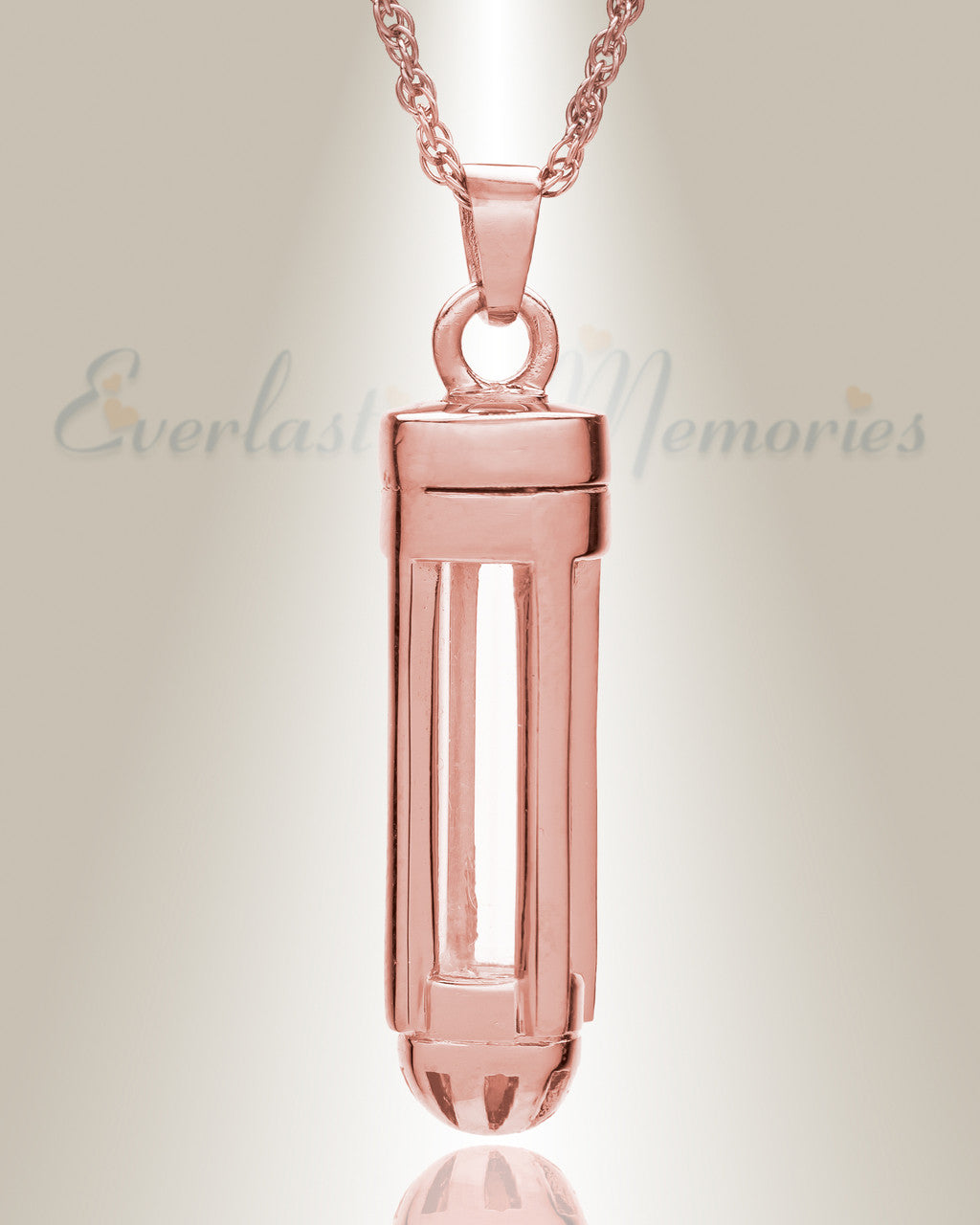 14K Rose Gold Dashing Cylinder Memorial Pendant