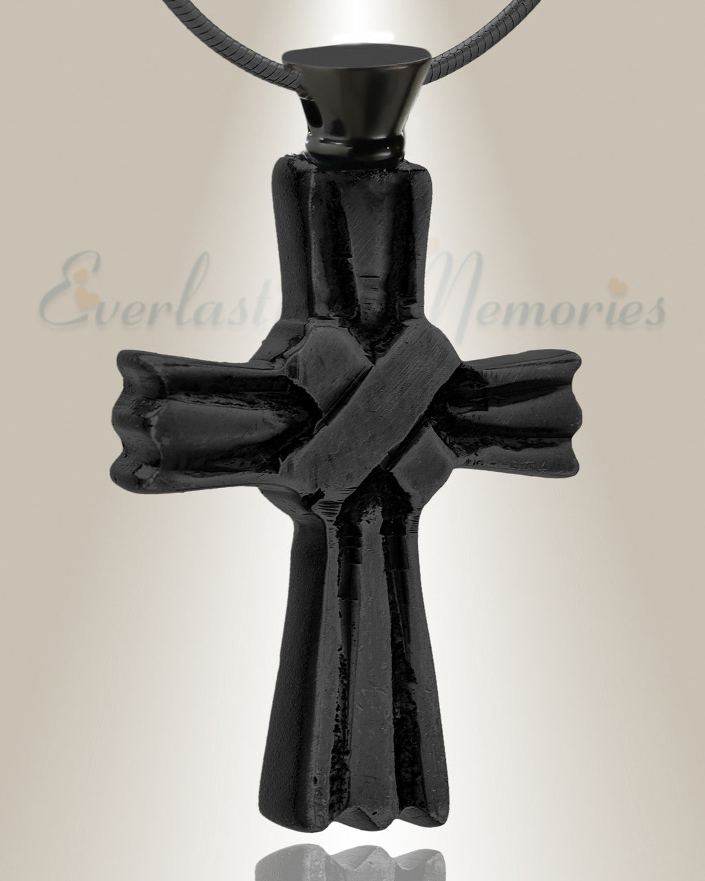 Stainless Black Cloaked Cross Memorial Pendant