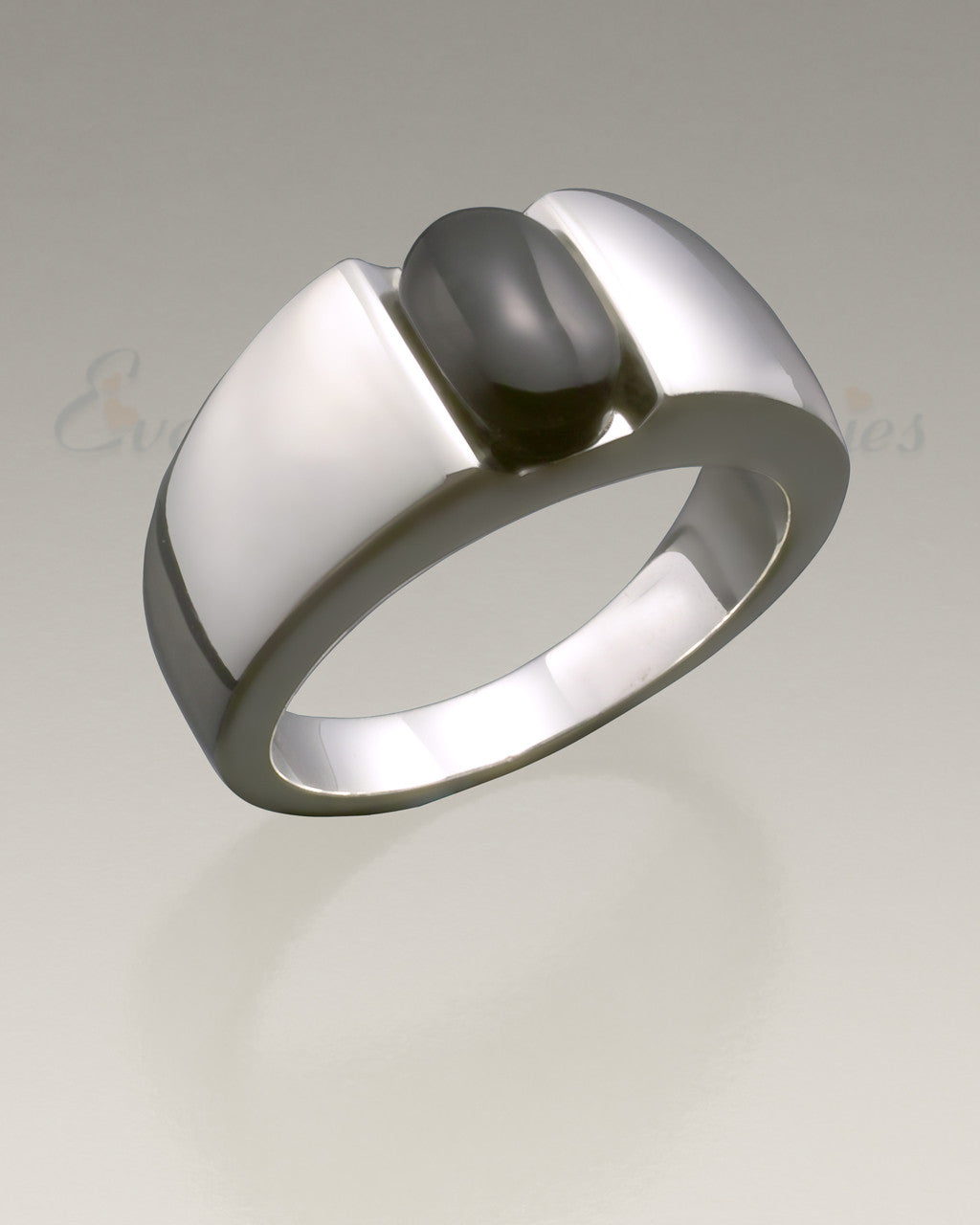 Men's 14k White Gold Simply Sable Ashes Ring