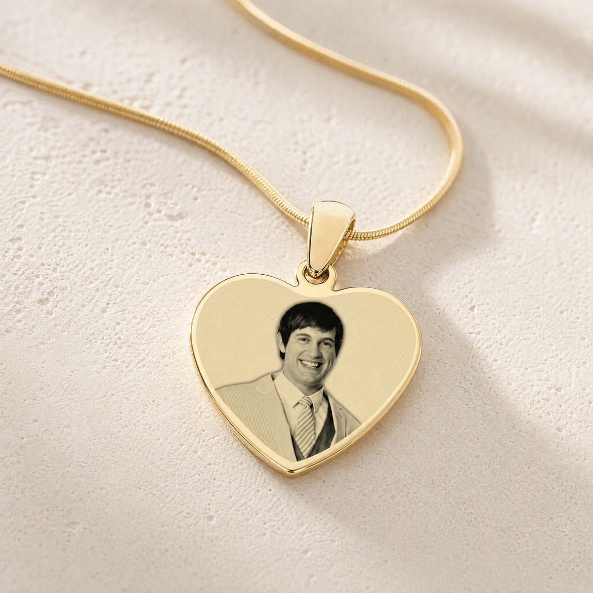 Heart Photo Engraved Gold Plated over Stainless Keepsake