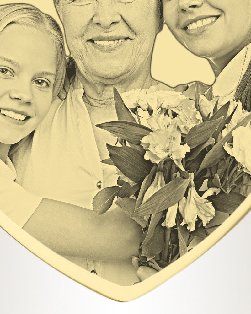 May Birthstone Heart Photo Engraved Gold Plated over Stainless Keepsake