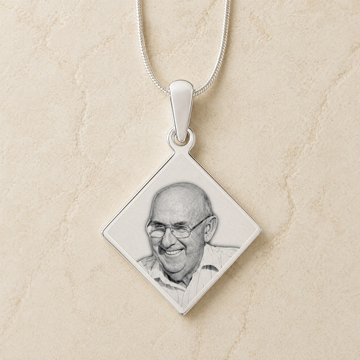 Diamond Photo Engraved Stainless Keepsake