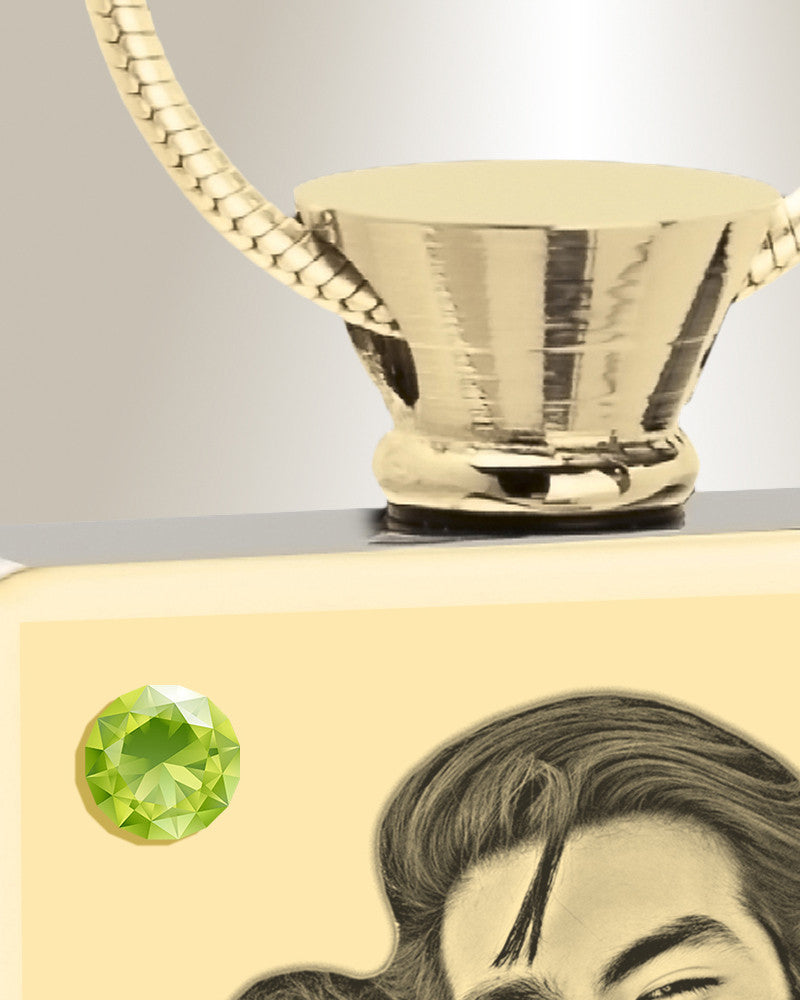 August Birthstone Rectangle Gold Plated Photo Engraved Ash Pendant