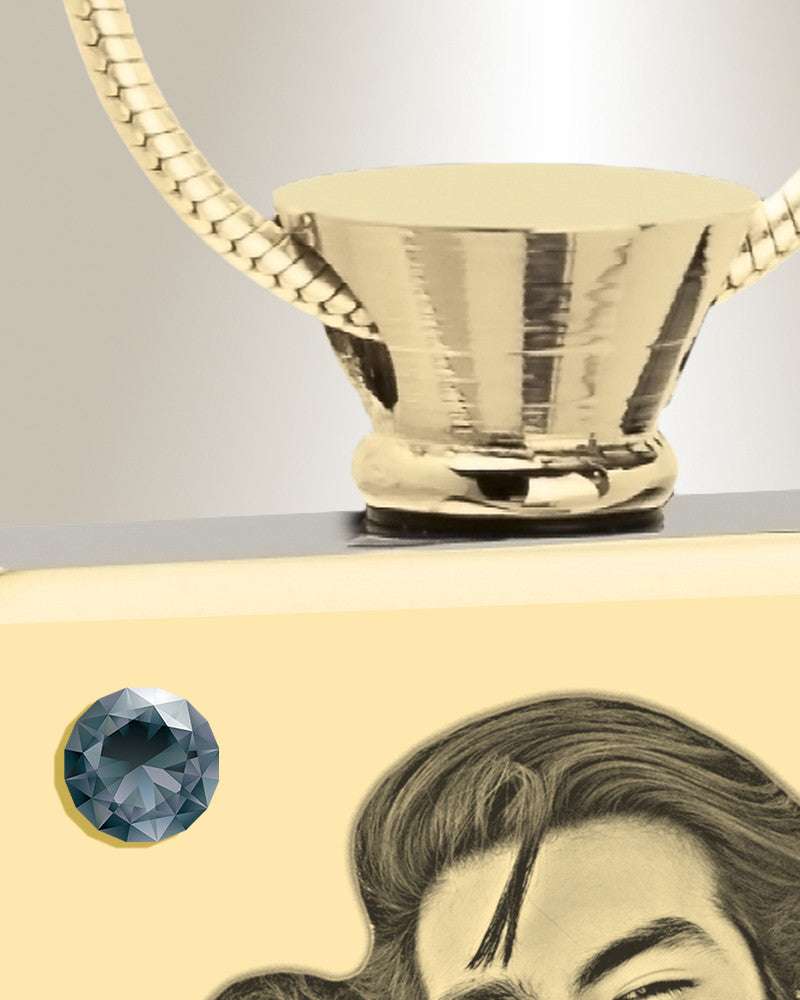 December Birthstone Rectangle Gold Plated Photo Engraved Ash Pendant