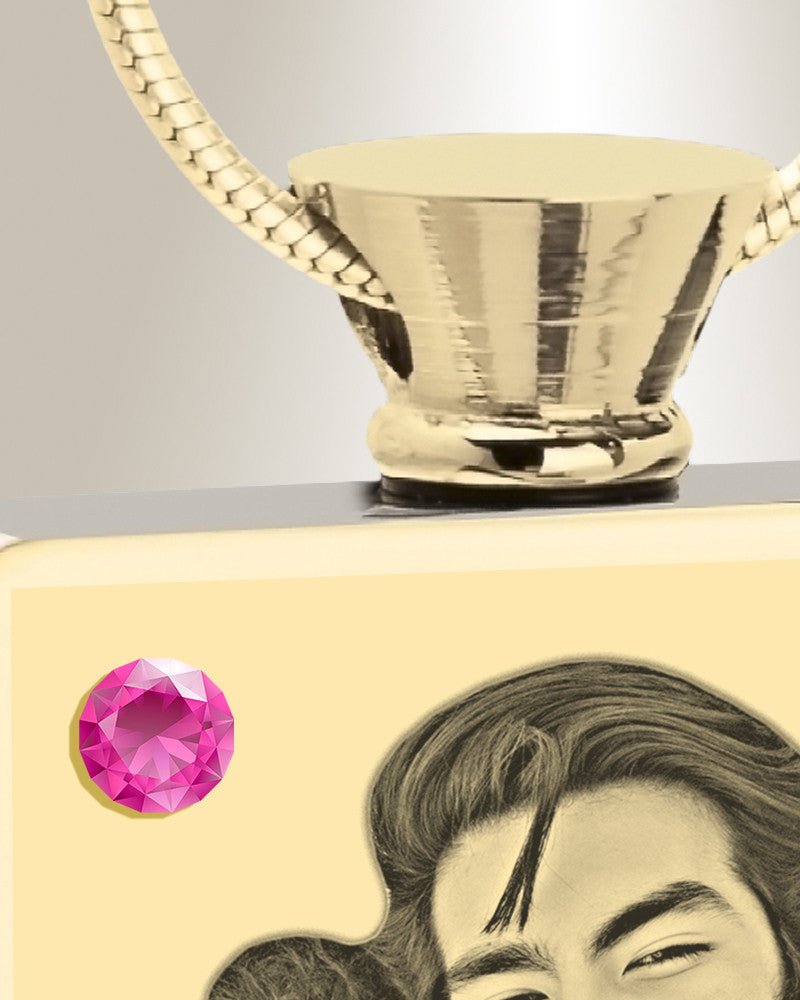 October Birthstone Rectangle Gold Plated Photo Engraved Ash Pendant