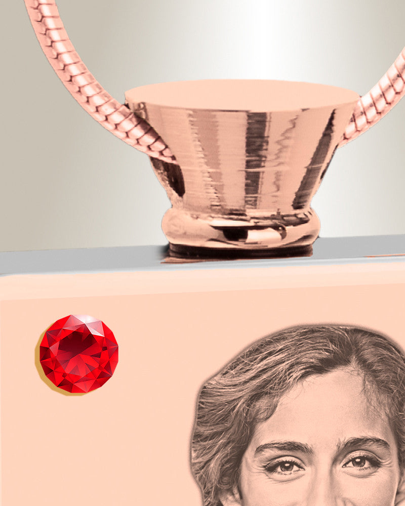 July Birthstone Rectangle Rose Gold Plated Photo Engraved Ash Pendant