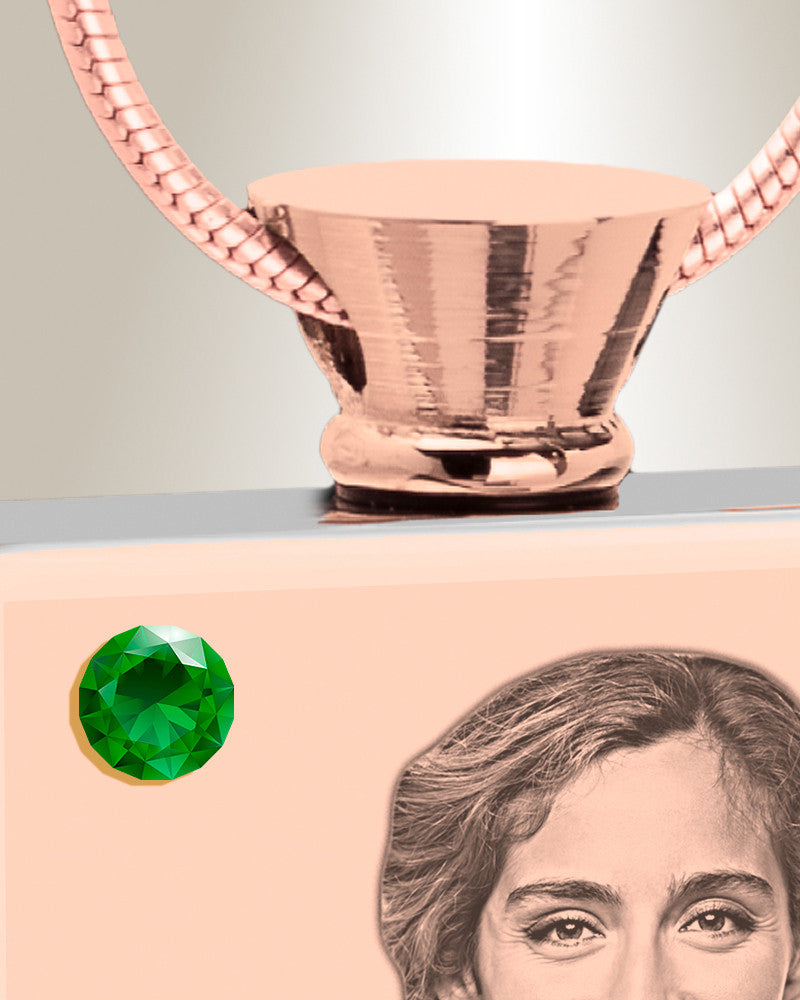 May Birthstone Rectangle Rose Gold Plated Photo Engraved Ash Pendant