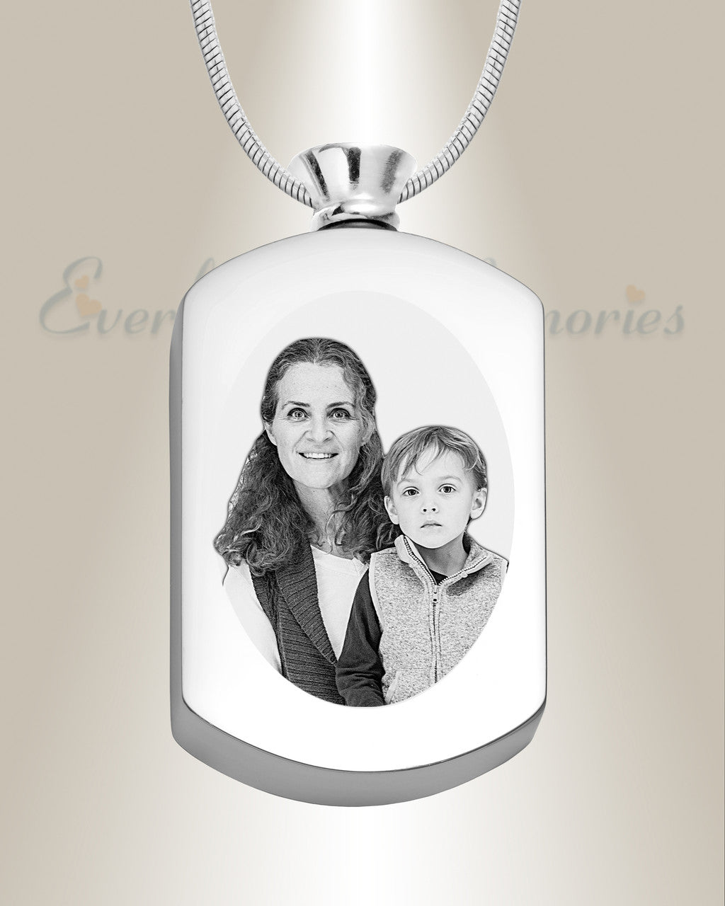 Dog Tag Stainless Steel Picture Engraved Ash Pendant