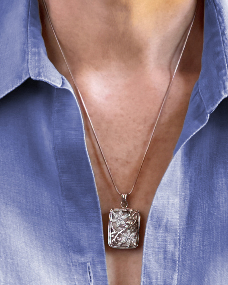 Silver and Clear In Bloom Cremation Jewelry