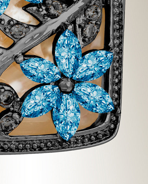 Black and Blue In Bloom Cremation Jewelry