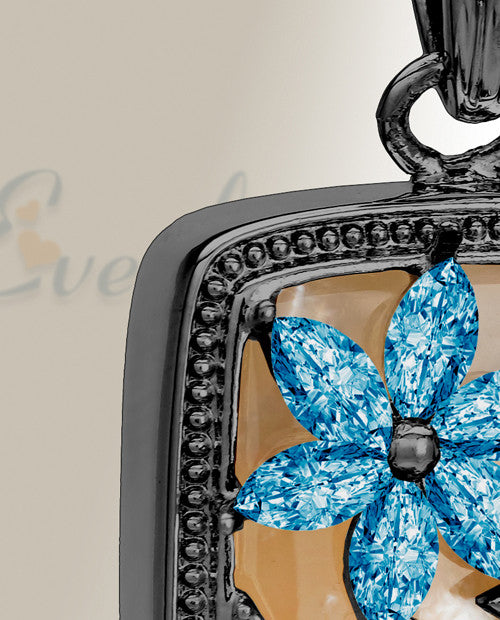 Black and Blue In Bloom Cremation Jewelry