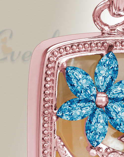 Rose Gold and Blue In Bloom Cremation Jewelry