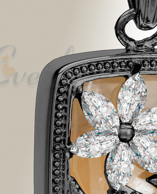 Black and Clear In Bloom Cremation Jewelry