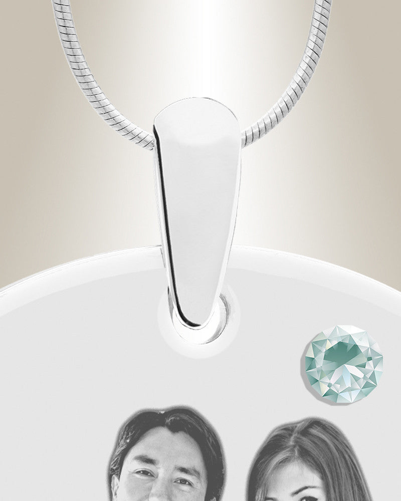 Birthstone Large Dog Tag April Photo Engraved Stainless Keepsake