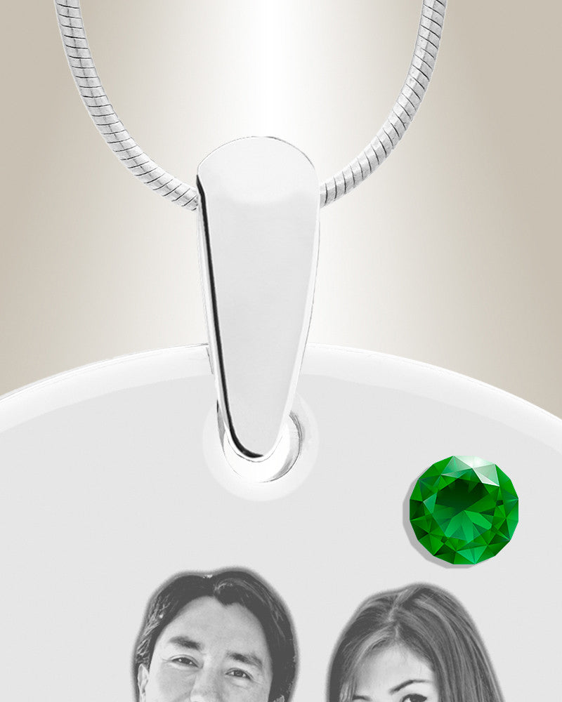 Birthstone Large Dog Tag May Photo Engraved Stainless Keepsake