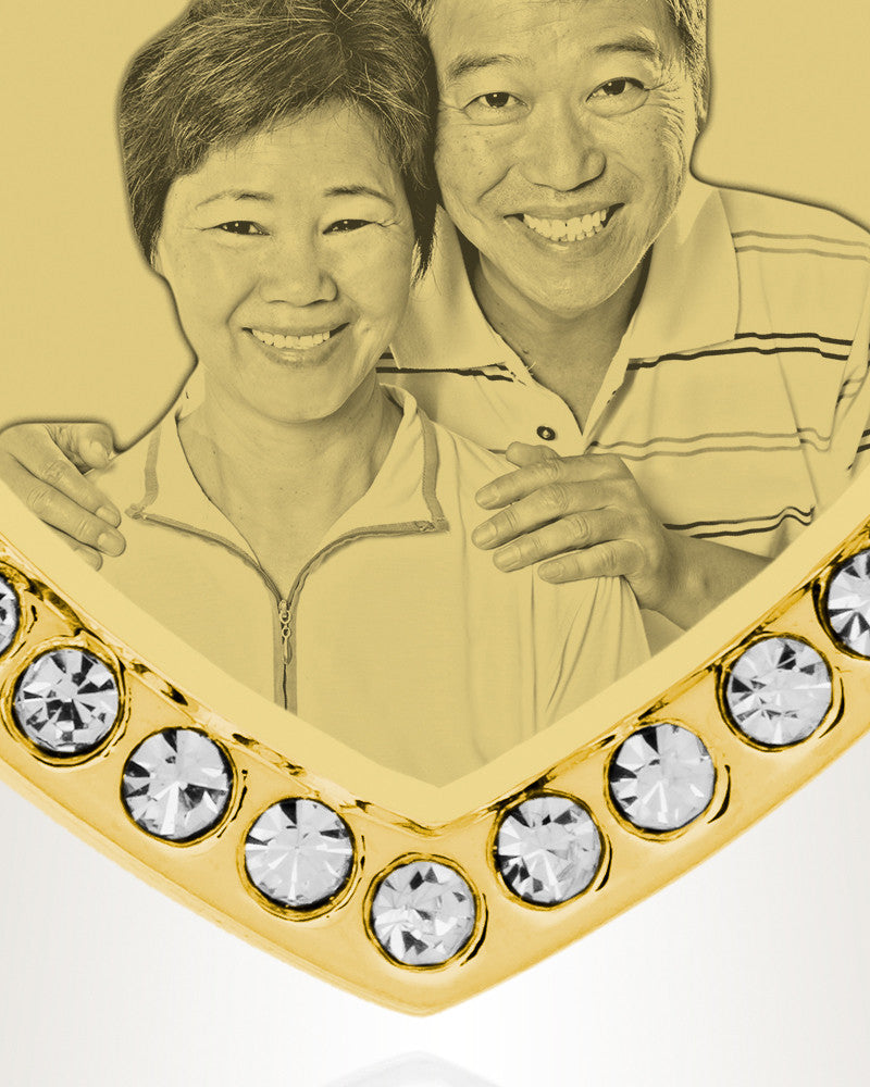 Birthstone Gem Heart March Photo Engraved Gold Plated over Stainless Keepsake