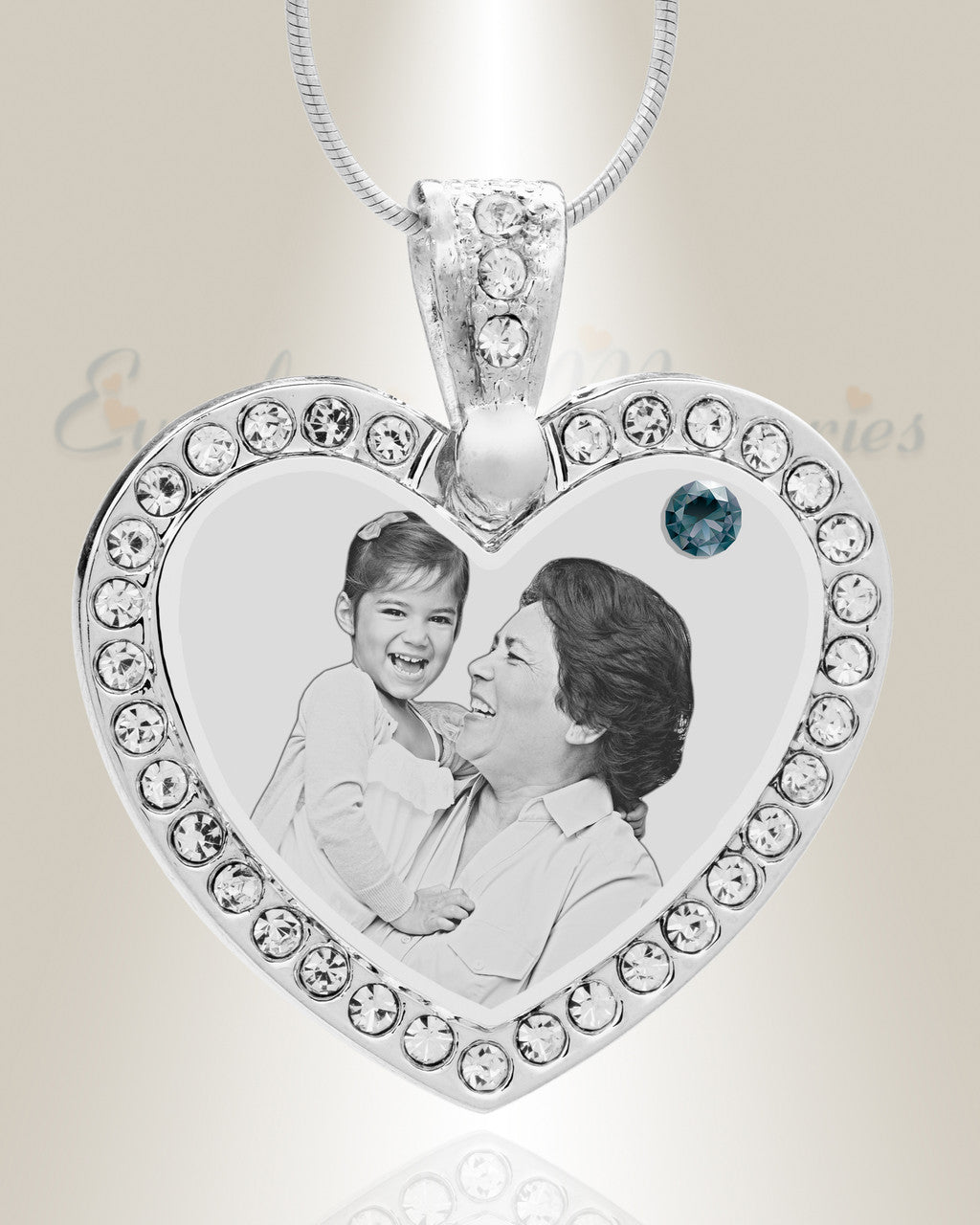 Birthstone Gem Heart December Photo Engraved Stainless Keepsake