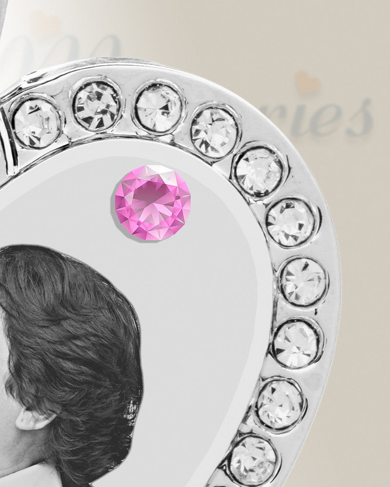 Birthstone Gem Heart June Photo Engraved Stainless Keepsake