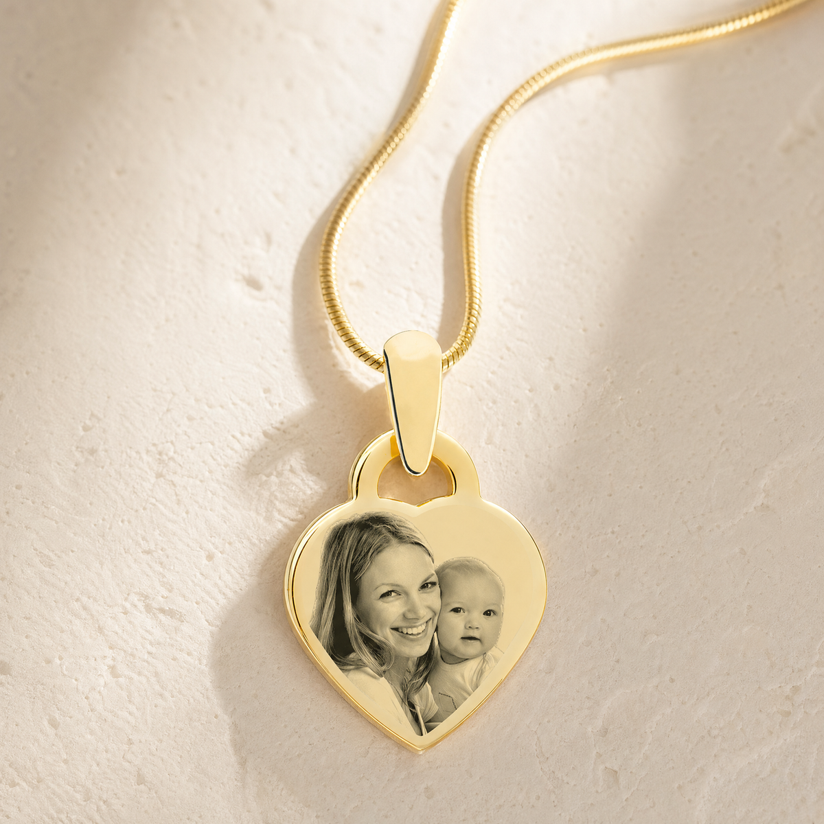 Small Heart Photo Engraved Gold Plated over Stainless Keepsake