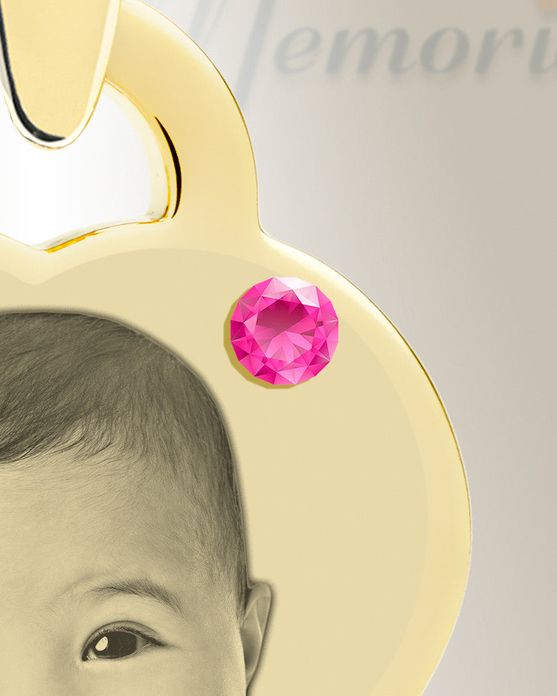 Birthstone Small Heart October Photo Engraved Gold Plated over Stainless Keepsake