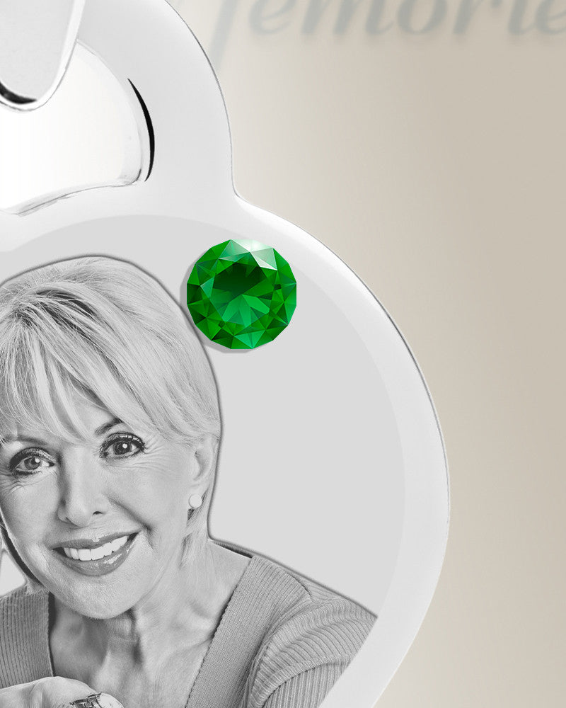 Birthstone Small Heart May Picture Engraved Stainless Keepsake