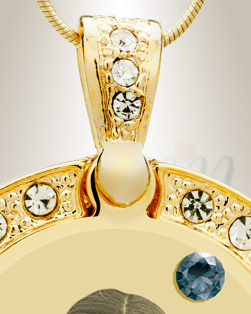 Birthstone Gem Circle December Photo Engraved Gold Plated over Stainless Keepsake