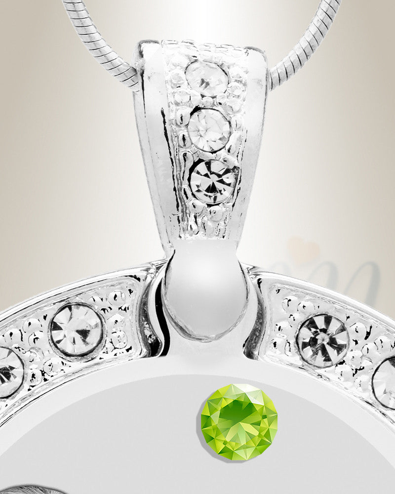 Birthstone Gem Circle August Photo Engraved Stainless Keepsake