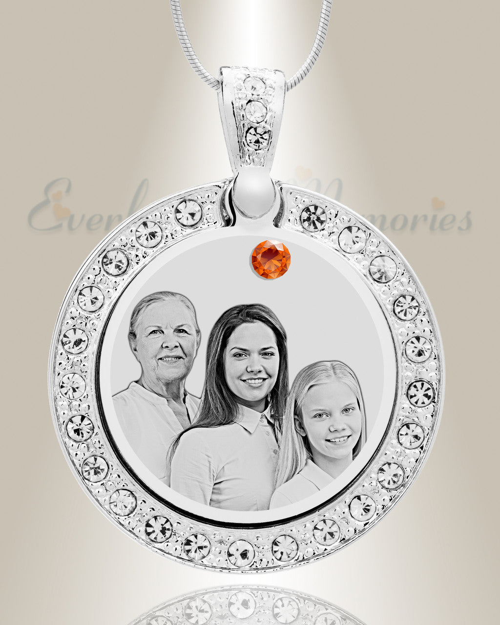 Birthstone Gem Circle November Photo Engraved Stainless Keepsake