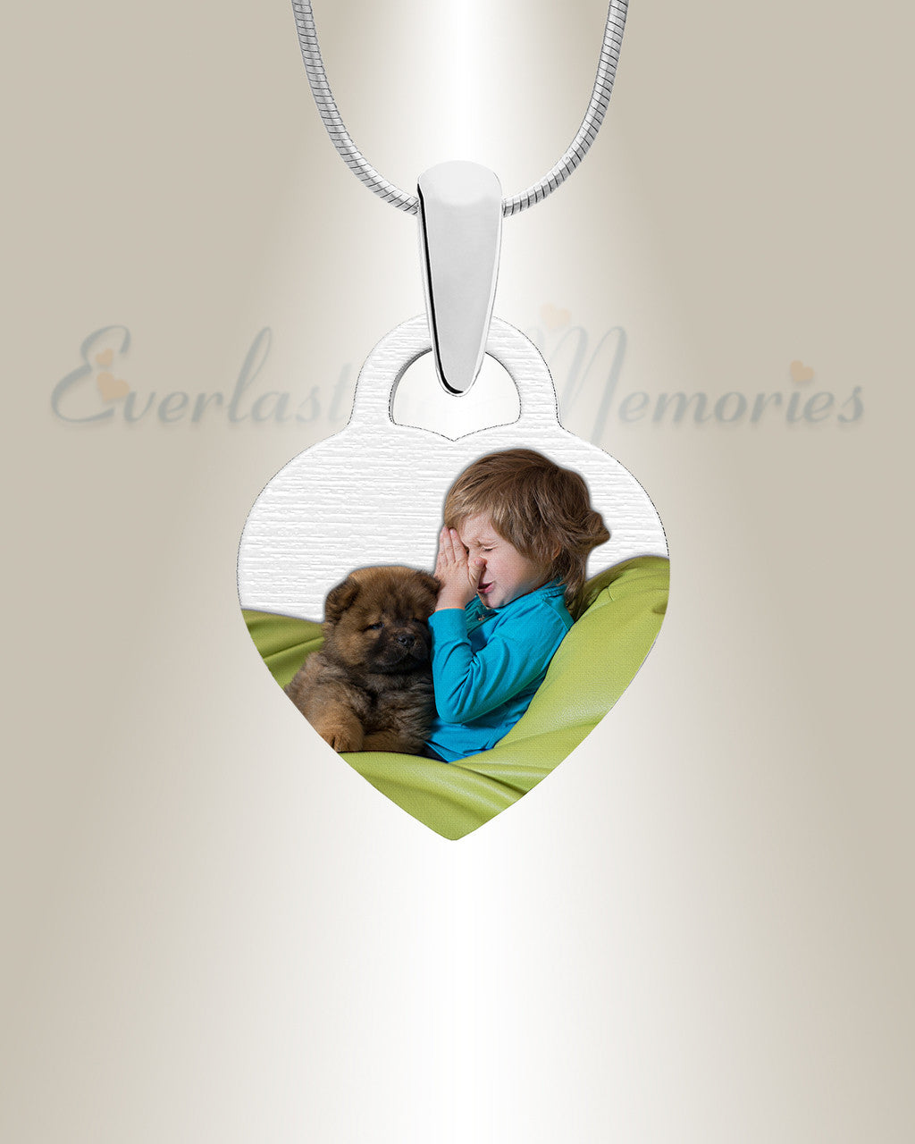 Pet Small Heart Color Photo Engraved Stainless Keepsake