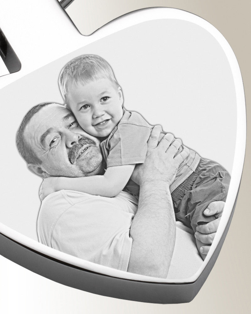 Cremation Full Heart Stainless Steel Photo Engraved Keychain