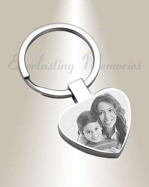 Full Heart Stainless Steel Photo Engraved Keychain