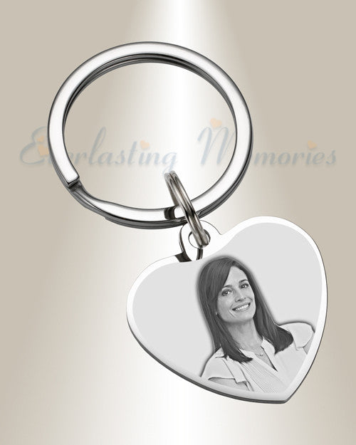 Heart Photo Engraved Keychain Stainless Keepsake