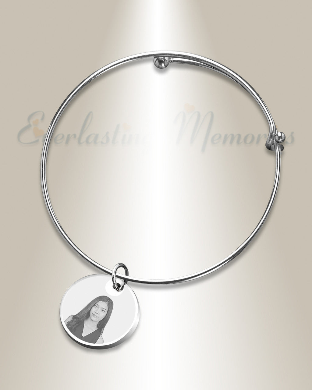 Sophisticated Round Photo Engraved Stainless Bracelet