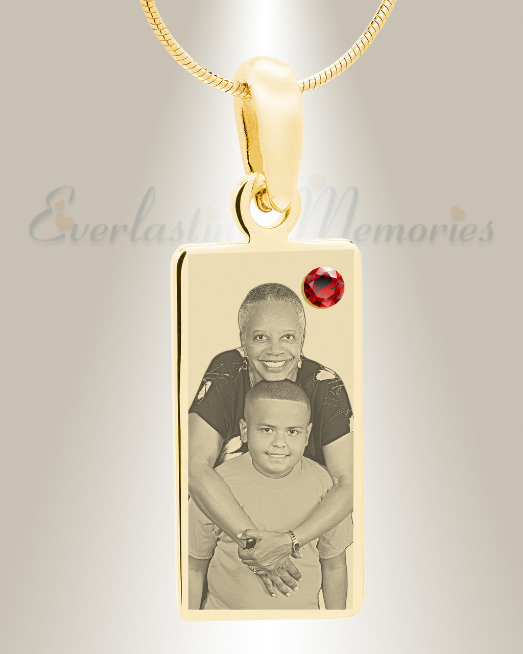January Birthstone Gold Plated over Stainless Steel Tower Photo Pendant