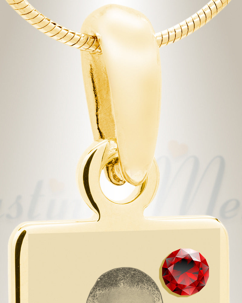 January Birthstone Gold Plated over Stainless Steel Tower Photo Pendant