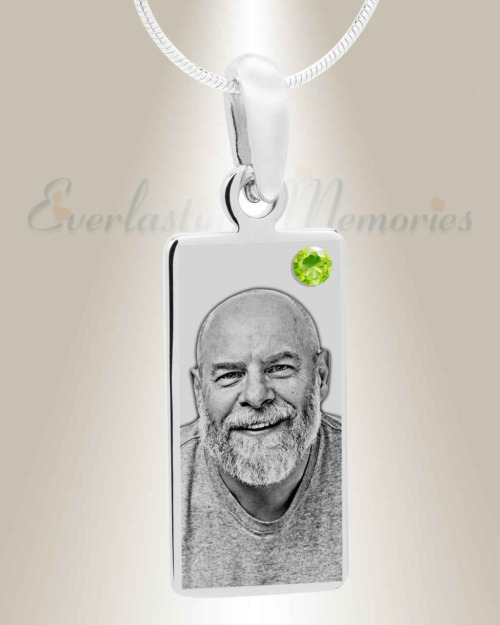 August Birthstone Stainless Steel Tower Photo Pendant