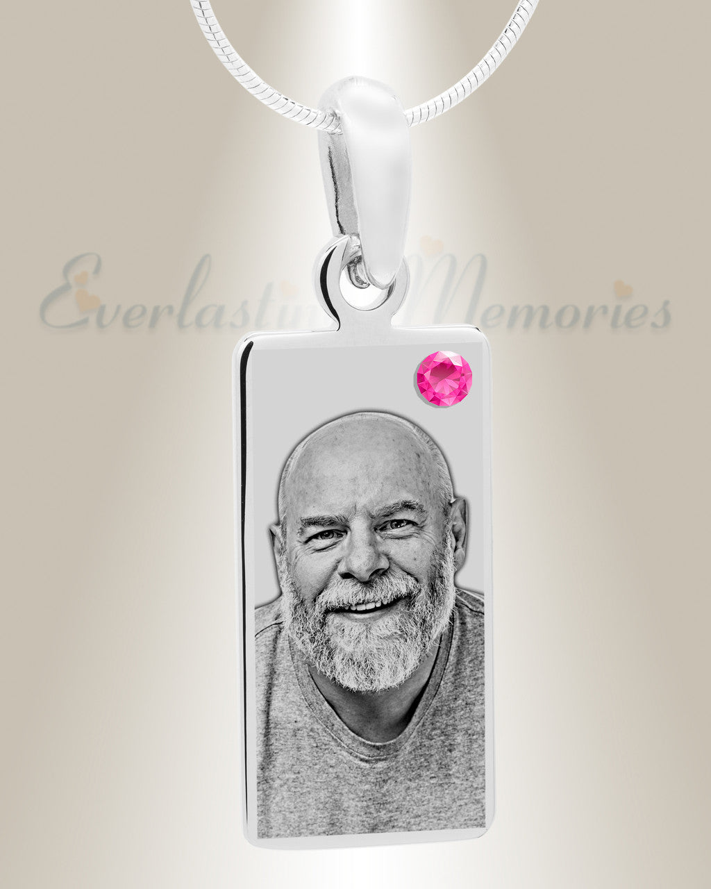 October Birthstone Stainless Steel Tower Photo Pendant