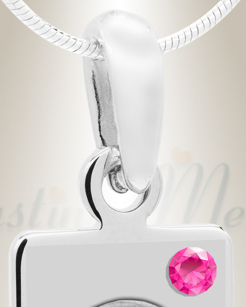 October Birthstone Stainless Steel Tower Photo Pendant