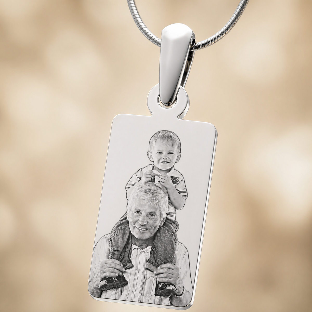 Stainless Steel Tower Photo Pendant