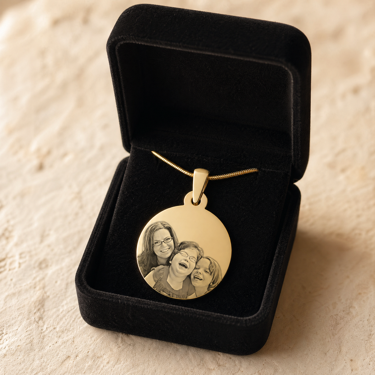 Gold Plated over Stainless Steel Circled Photo Pendant