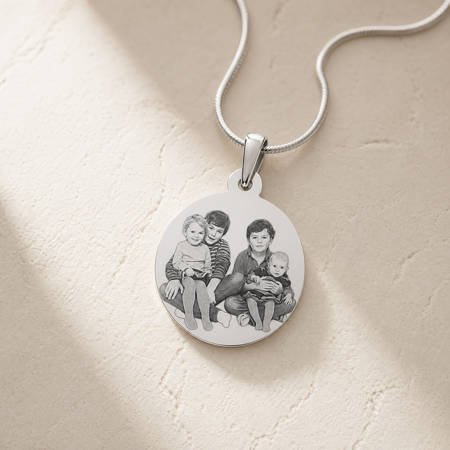 Stainless Steel Circled Photo Pendant