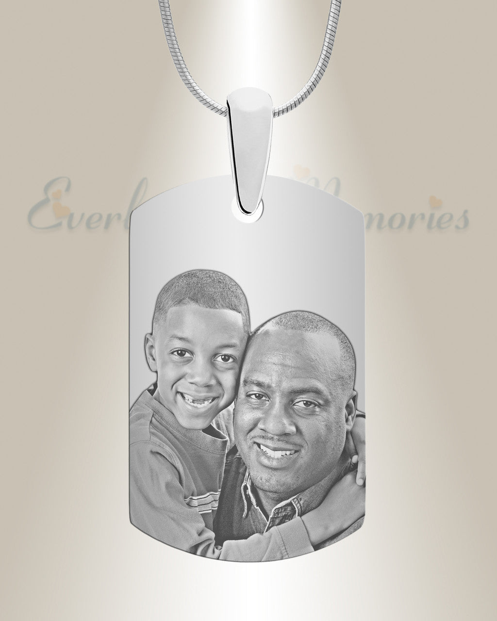 Small Dog Tag Stainless Steel Photo Pendant