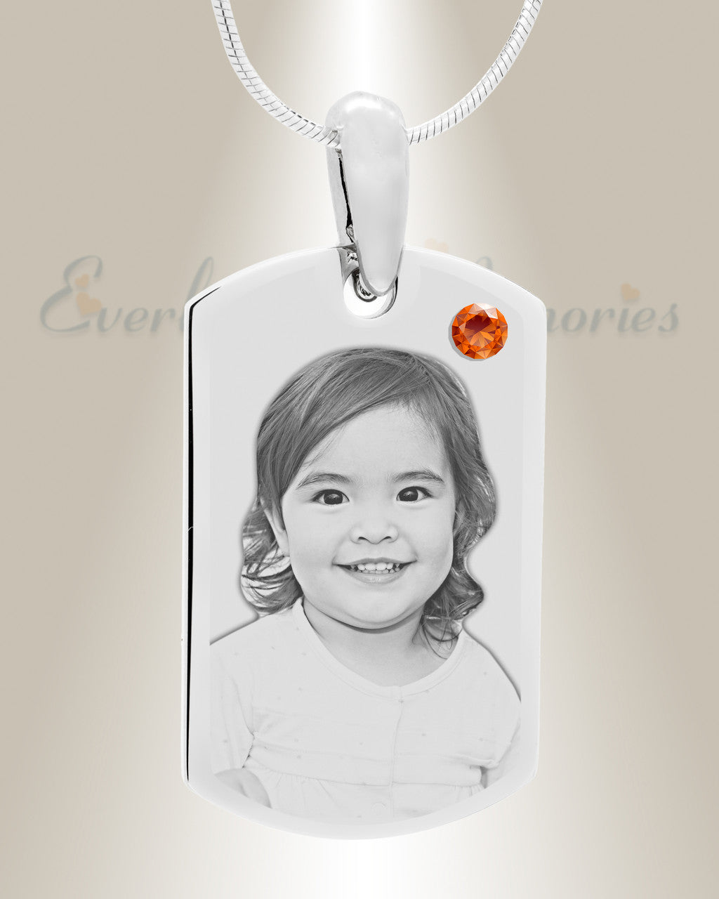 Birthstone Small Dog Tag November Stainless Steel Photo Pendant