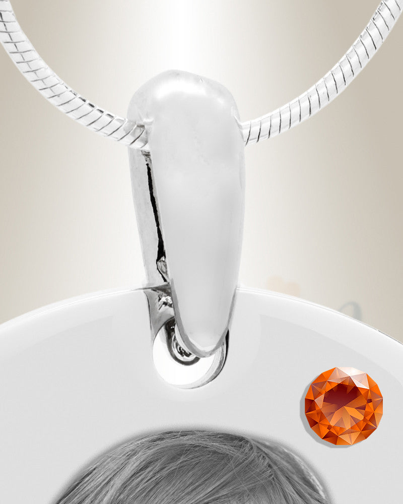 Birthstone Small Dog Tag November Stainless Steel Photo Pendant