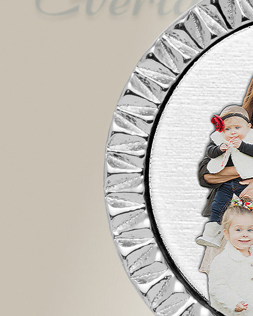 Stainless Textured Round Color Photo Pendant