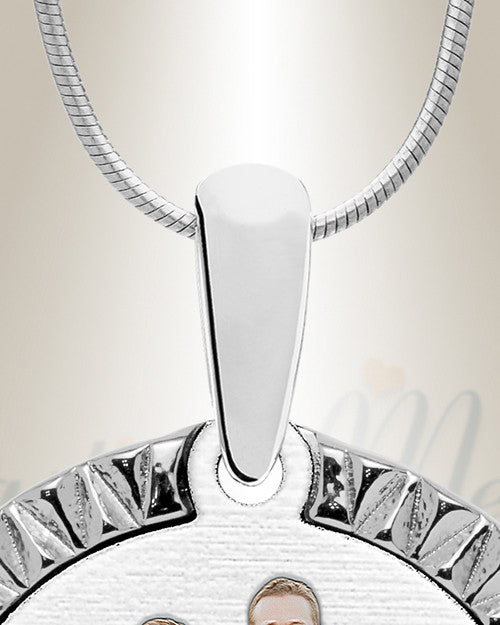 Stainless Textured Round Color Photo Pendant