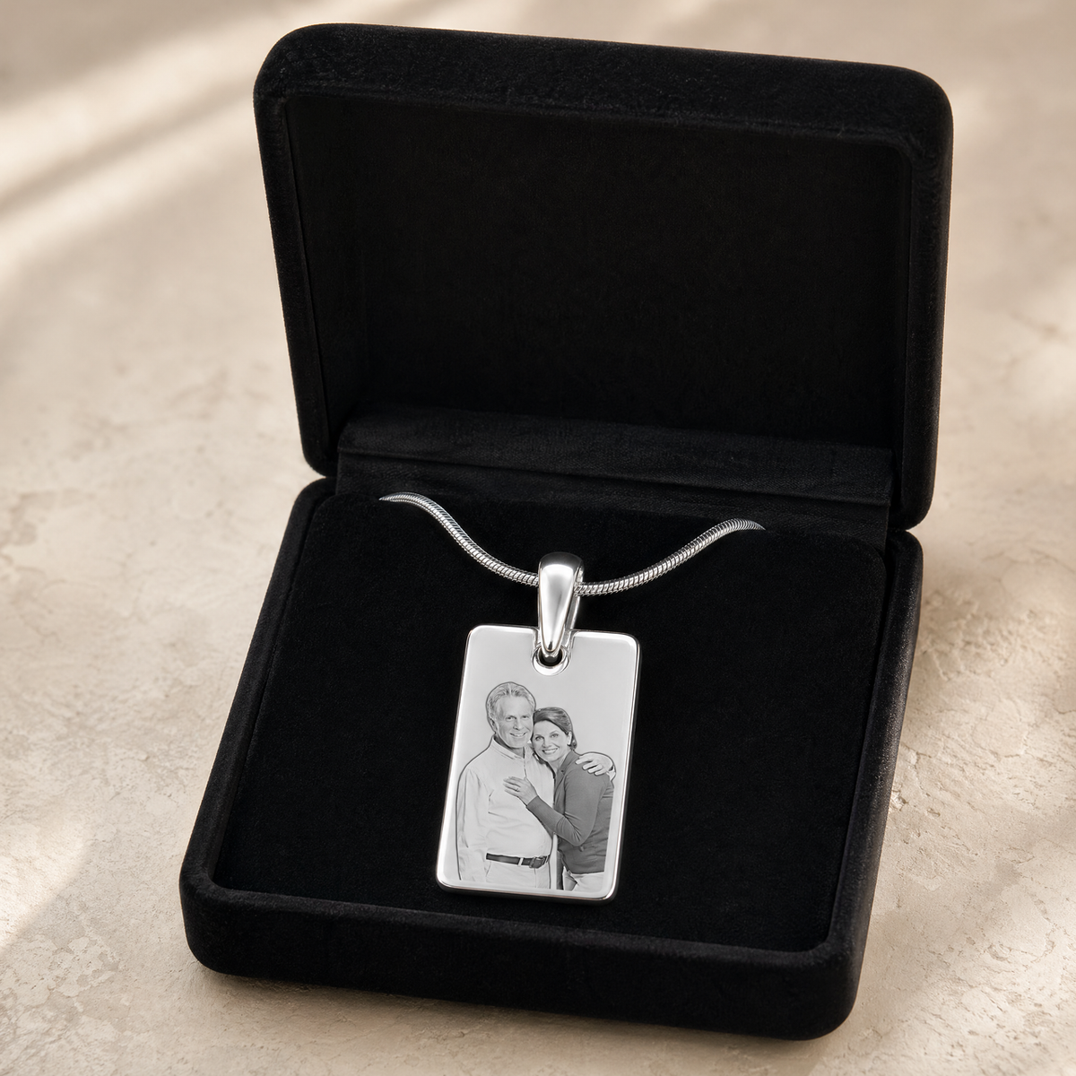Stainless Petite Photo Rectangle Pendant