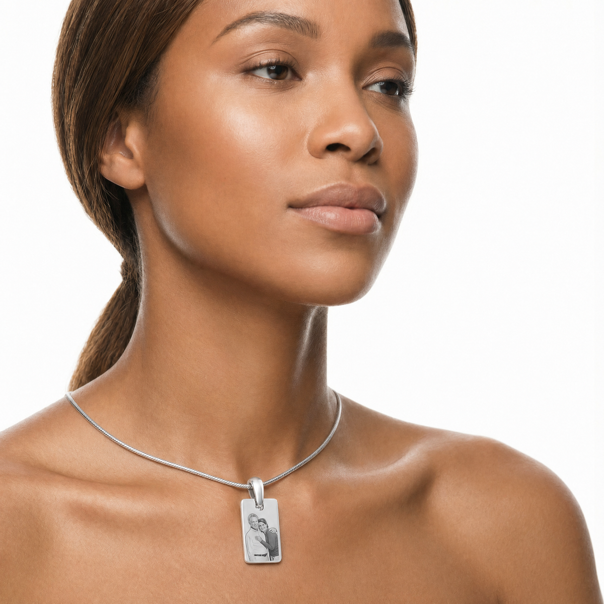 Stainless Petite Photo Rectangle Pendant