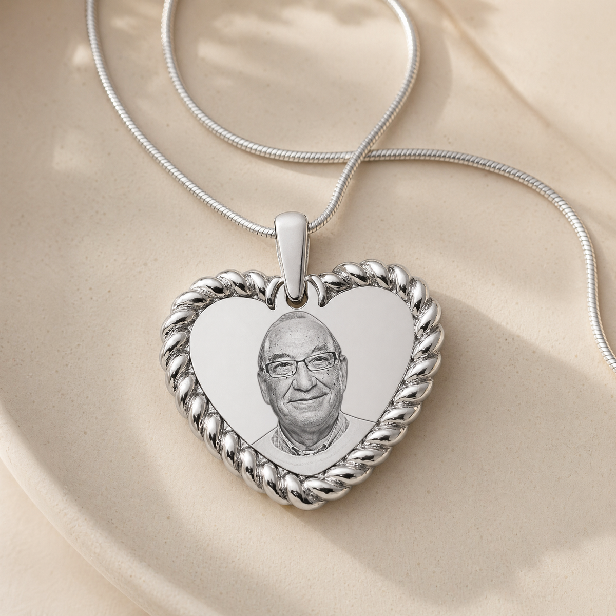 Stainless Portrait Heart Photo Pendant